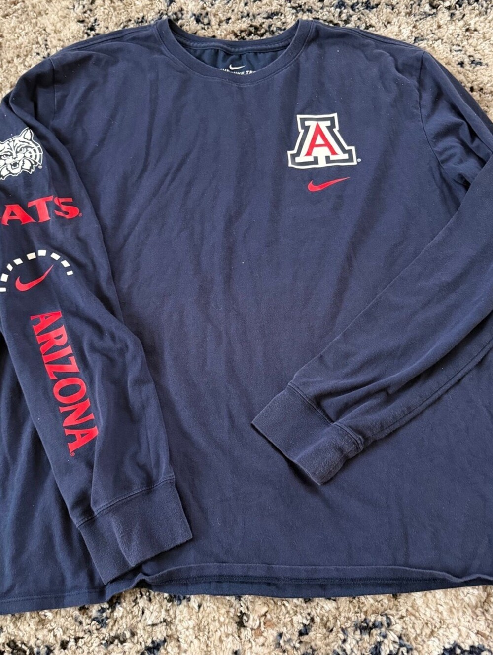 Nike Arizona Wildcats Navy Dri-Fit LS Tee Size XL